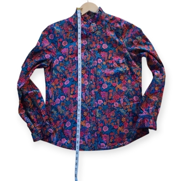 J.Crew Liberty London Ciara Floral Print Blouse Ruffle Collar Pink Black Green - Picture 14 of 17